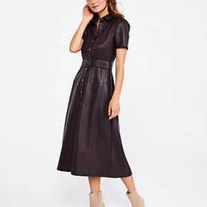 Ann Taylor Faux Leather Midi Dress